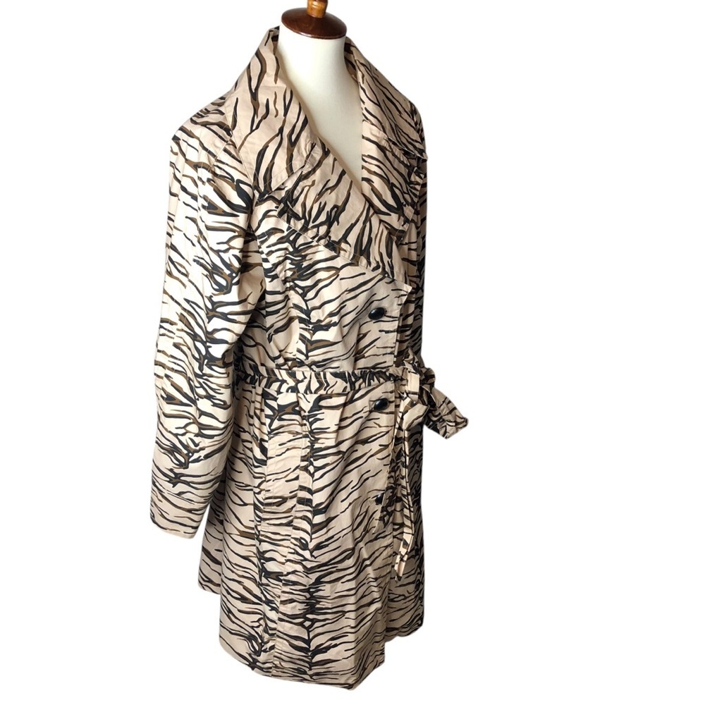 Dennis by Dennis Basso Sz 3X Animal Print Rain Trench Coat Belted Classic Retro - Picture 3 of 9
